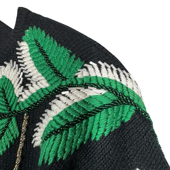 Vintage IB Diffusion Beaded Christmas Sweater Knit Long Sleeve Holiday Black - M - Picture 8 of 9